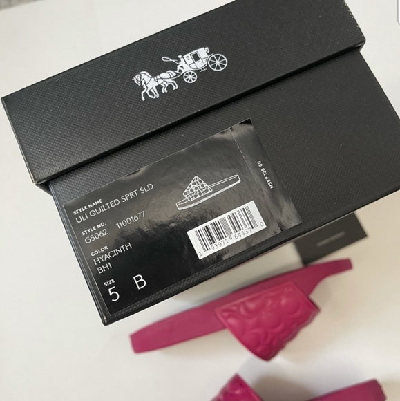 COACH ULI QUILTED SPORT SLIDES SANDALS IN HYACINTH SZ 5 - Picture 9 of 11